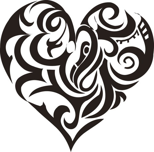 New Black Tribal Heart Tattoo Design