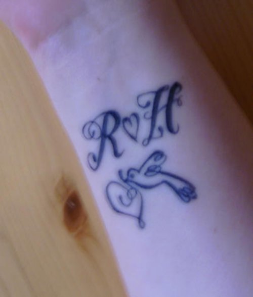 Love Heart Tattoo On Right Wrist