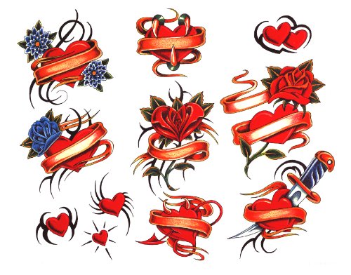 Beautiful Colored Heart Tattoos Designs