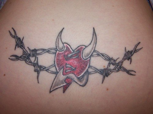 Barbed Wire and Devil Heart Tattoo