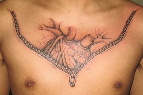 Amazing Heart Tattoo On Chest