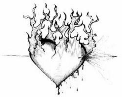Flaming Heart Tattoo Design