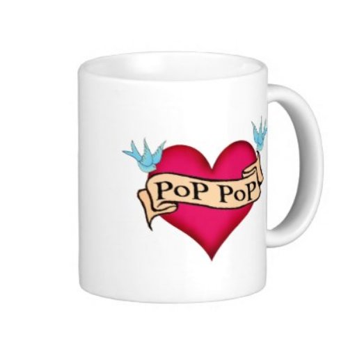 Pop Pop Banner And Heart Tattoo Design