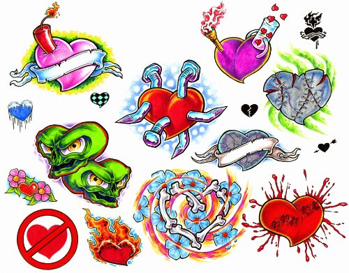 Colored Heart Tattoos Designs