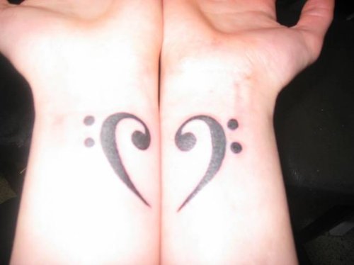Music Heart Tattoo On Wrists
