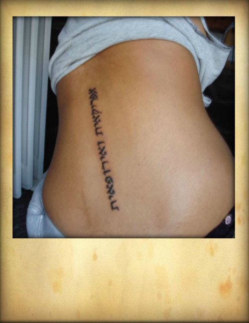Amazing Hebrew Tattoo On Back Body