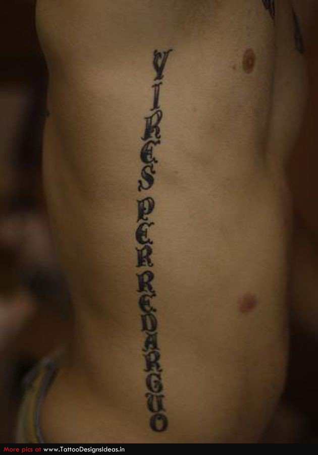 Amazing Hebrew Tattoo On Man Side Rib