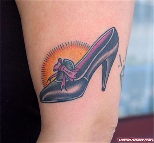 Beautiful Heel Tattoo On Left Bicep