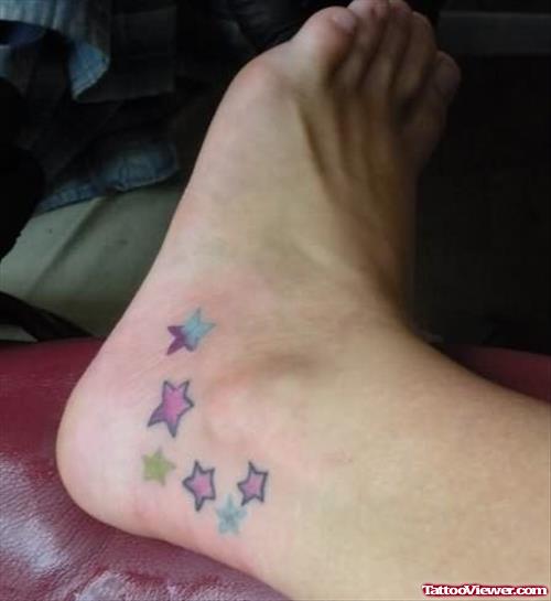 Colored Stars Heel Tattoo
