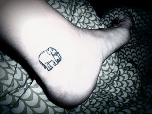 Outline Elephant Heel Tattoo For Girls