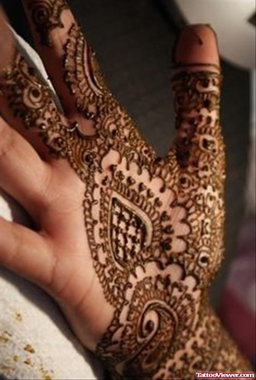 Right Palm Henna Tattoo For Girls