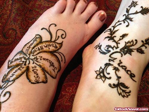 Henna Flower Tattoo On Girl Left Ankle
