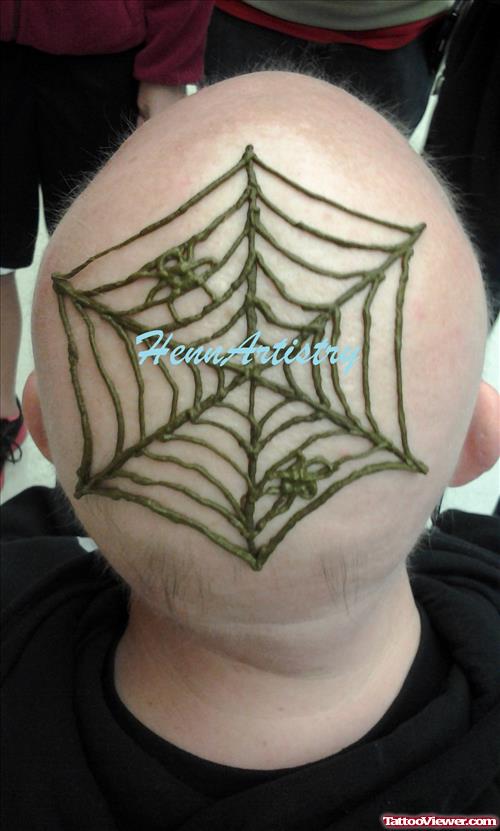 Henna Web Tattoo On Man Head