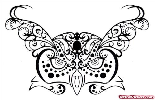 Owl Head Henna Tattoo Design