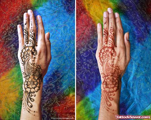 Henna Tattoos on Back Hand And Wrist