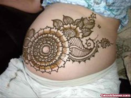 Henna Tattoo On Girl Belly