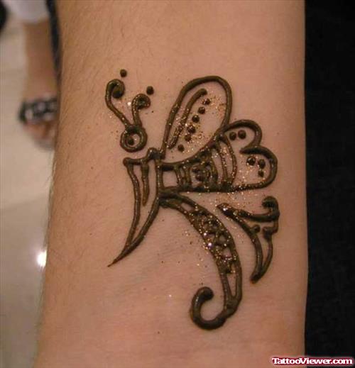 Henna Butterfly Tattoo On Arm
