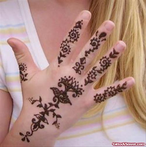 Henna Hand Tattoo On Back Hand