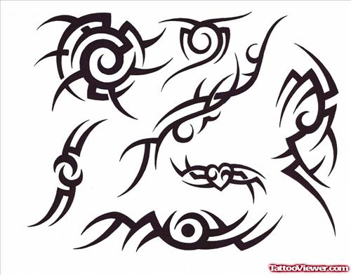 Black Tribal Henna Tattoos Designs
