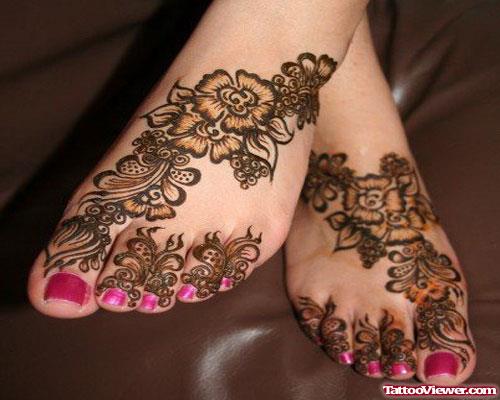 Best Henna Tattoos On Girl Both Feet