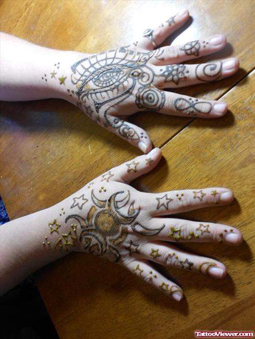Back Hands Henna Tattoos