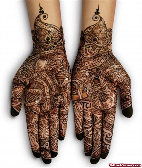 Attractive Henna Tattoo On Both Hands