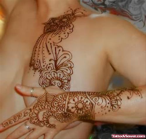 Henna Tattoo Designs On Hand And Arm