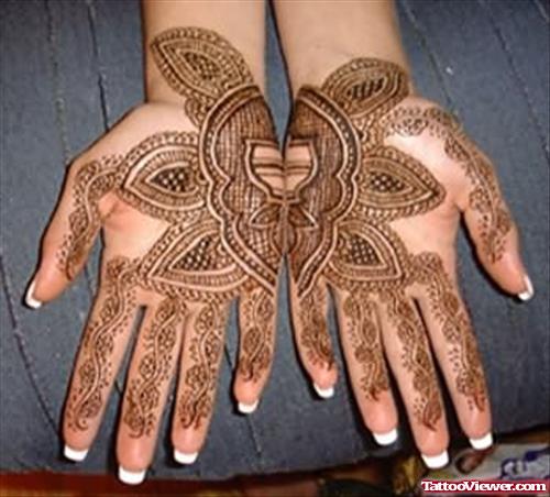Big Flower Henna Design On Hand