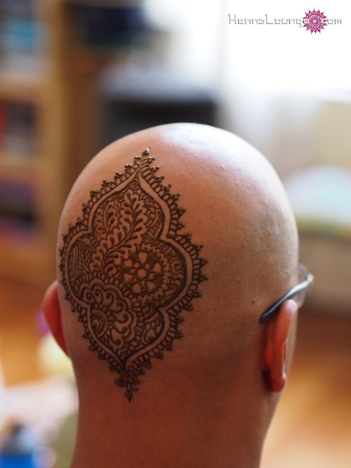 Henna Tattoo On Man Back Head