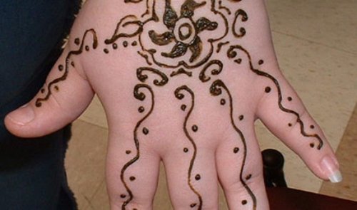 Stylish Henna Tattoo On Girl Left Hand