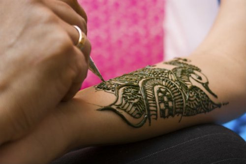 Henna Tattoo On Left Arm For Girls