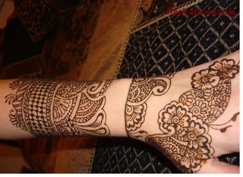 Henna Flowers Tattoos On Sleeve And Hand