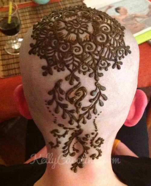 Henna Tattoo On Girl Head