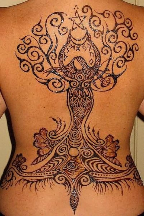 Huge Heena Tattoo On Back