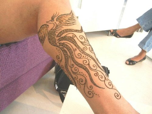 Bird Henna Tattoo On Sleeve