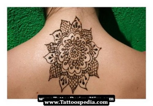 Henna Tattoo On Girl Upperback For Girls
