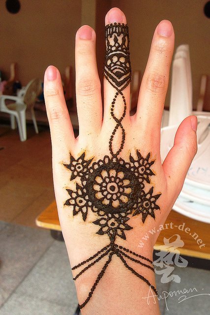Amazing Black Ink Henna Tattoo On Left Hand
