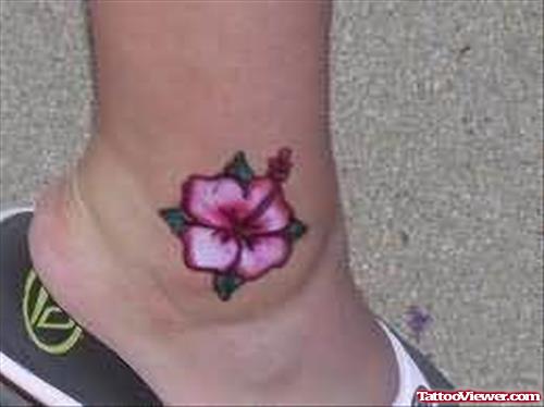 Hibiscus Flower Tattoo On Ankle