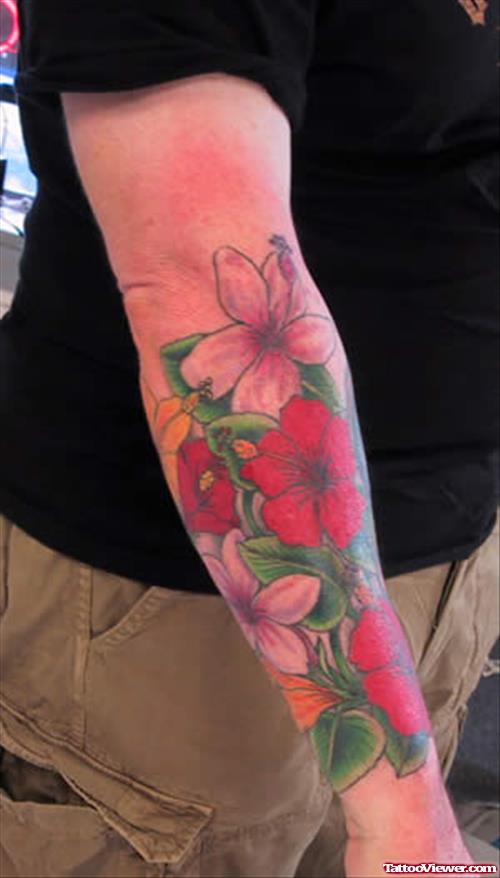 Half-Sleeve Hibiscus Tattoos