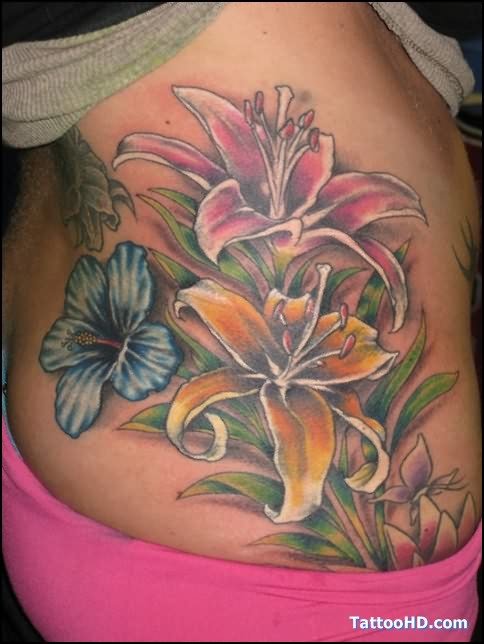 Hibiscus Side Rib Tattoo