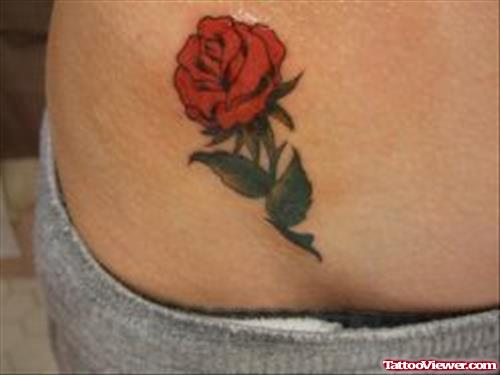 Red Rose Tattoo On Hip