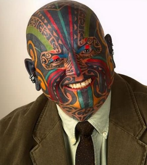Colorful Face Historical Tattoo