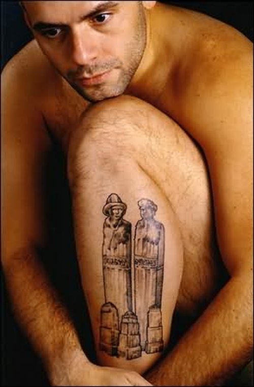 Historical Tattoos On Left Leg