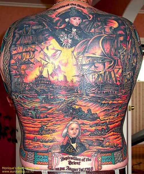 Color Ink Historical Tattoo On Back