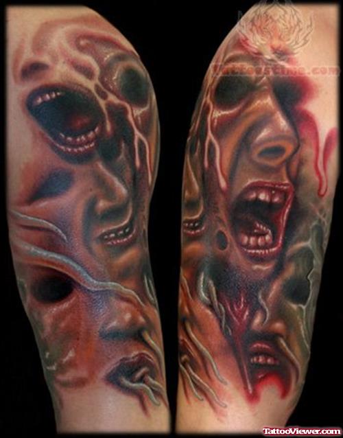 Screaming Faces - Horror Tattoo