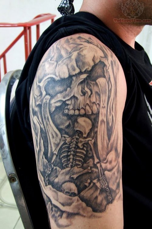 Horror Tattoo Design On Shoulder