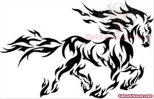 Flame Horse Tattoo Design