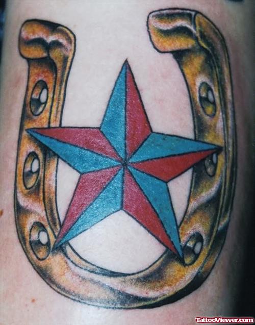 Star And Horseshoe Tattoo