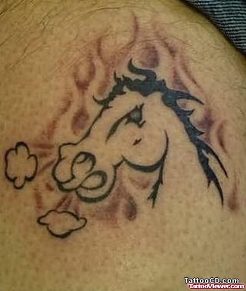 Angry Horse Head Tattoo