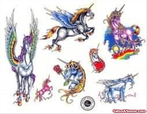 Unicorn And Horse Samples For Tattoo Art